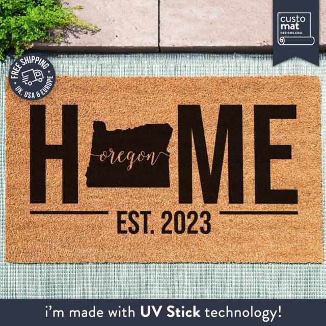 American State Mat - Oregon Map Personalised Doormat Usa Custom Personalized Rug Gift Silhouette - image 1