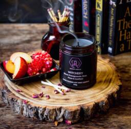 Black Pomegranate, Rose & Leather Candle - Witchery Witchy Gothic Gift 150G