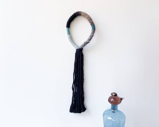 Tassel Knotted Rope Wall Hanging, Modern Macrame Loop, Wrapped Decorative Fiber Art - image 1