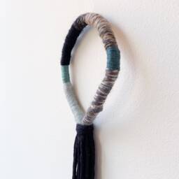 Tassel Knotted Rope Wall Hanging, Modern Macrame Loop, Wrapped Decorative Fiber Art - thumbnail 3