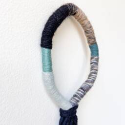 Tassel Knotted Rope Wall Hanging, Modern Macrame Loop, Wrapped Decorative Fiber Art - thumbnail 2