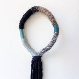 Tassel Knotted Rope Wall Hanging, Modern Macrame Loop, Wrapped Decorative Fiber Art - thumbnail 4