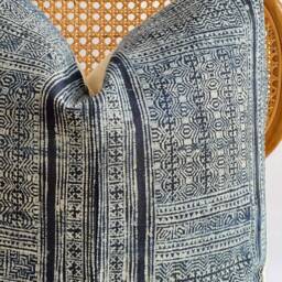 Indigo Neutral Tribal Hemp Hand Woven Natural Dye Color Lumbar Pillow Cover - thumbnail 2