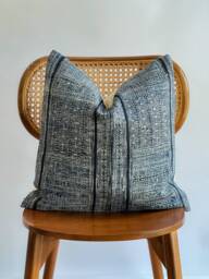 Indigo Neutral Tribal Hemp Hand Woven Natural Dye Color Lumbar Pillow Cover - thumbnail 1
