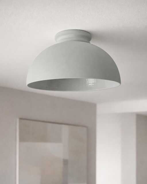 xl Pompeii - Ceramic Flush Mount Ceiling Light Handmade Minimalist Dome Fixture in Fog Gray - image 1