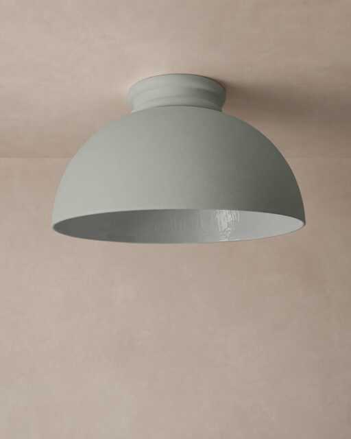 xl Pompeii - Ceramic Flush Mount Ceiling Light Handmade Minimalist Dome Fixture in Fog Gray - image 1