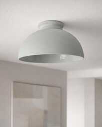 xl Pompeii - Ceramic Flush Mount Ceiling Light Handmade Minimalist Dome Fixture in Fog Gray - thumbnail 1