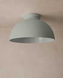 xl Pompeii - Ceramic Flush Mount Ceiling Light Handmade Minimalist Dome Fixture in Fog Gray