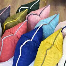 Handmade Corduroy Pillow Cover With Piping Luxury Throw Cushion - thumbnail 3