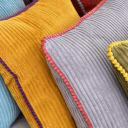 Handmade Corduroy Pillow Cover With Piping Luxury Throw Cushion - thumbnail 2