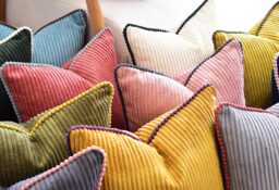 Handmade Corduroy Pillow Cover With Piping Luxury Throw Cushion - thumbnail 1