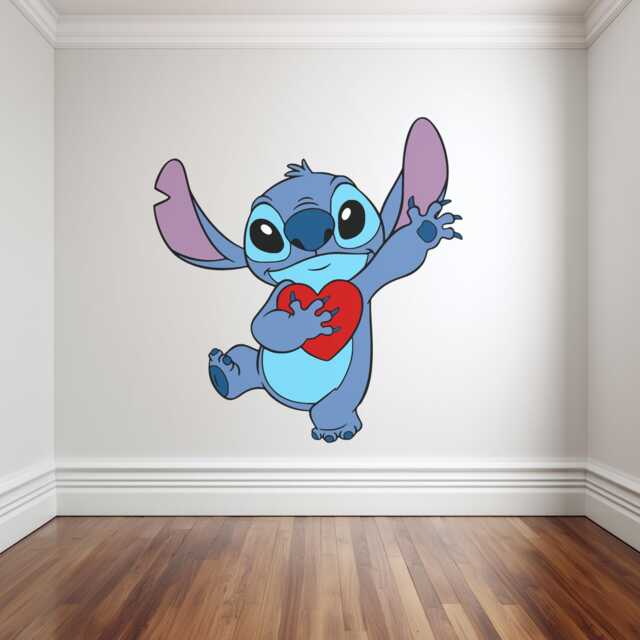 Stitch Wall Sticker - Cute Blue Alien Decal Adorable Kids Bedroom Art Nursery Or Playroom Decor Love Themed Gift - image 1