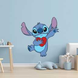 Stitch Wall Sticker - Cute Blue Alien Decal Adorable Kids Bedroom Art Nursery Or Playroom Decor Love Themed Gift - thumbnail 2