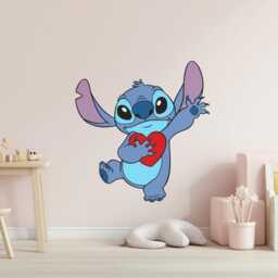 Stitch Wall Sticker - Cute Blue Alien Decal Adorable Kids Bedroom Art Nursery Or Playroom Decor Love Themed Gift - thumbnail 3