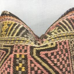 Vintage Turkish Kilim Pillow Cover, Handwoven Sofa Cushion, 16x16 - thumbnail 2