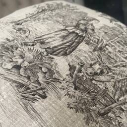 French Toile De Jouy Pillow Cover, Vintage Linen Farmhouse Decor - thumbnail 3