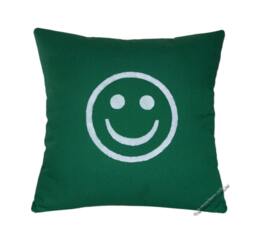 Green & White Smiley Decorative Throw Pillow Cover/Case Cushion 20x20 - thumbnail 1
