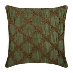 "Art Silk Earthy Green Sofa Cushion Cover 16""x16" - thumbnail 1
