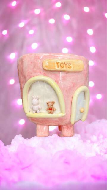Customized Handmade Ceramic Planter Toys Shop Vase Cute Flowerpot Personalized Pot Sweet Kawaii Aesthetic Bear Bunny Pink Plant Lover Gift - image 1