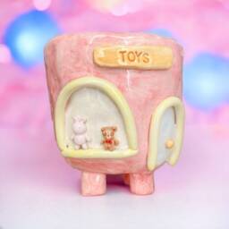 Customized Handmade Ceramic Planter Toys Shop Vase Cute Flowerpot Personalized Pot Sweet Kawaii Aesthetic Bear Bunny Pink Plant Lover Gift - thumbnail 2