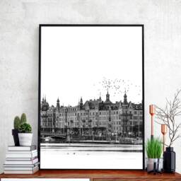 stockholm - Black & White Print, Minimalistic Poster, City Travel Sweden Dec, Buildings Any Size You Need 8x10 A1 - thumbnail 2