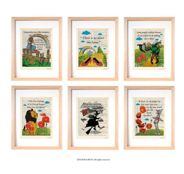 Wizard Of Oz Prints Set Nursery & Dorm Decor On Dictionary Page - image 1