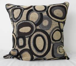 Geometric Circles Throw Pillow Cover, Blue, Gray, Grey, Tan, Richloom Fabrics, 20x20, Cushion Cover - thumbnail 1