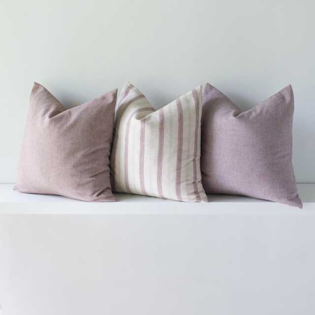 Red Striped Cotton Linen Cushion Set, Farmhouse Throw Pillows - image 1