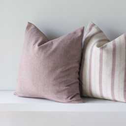 Red Striped Cotton Linen Cushion Set, Farmhouse Throw Pillows - thumbnail 2