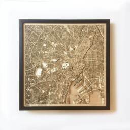 Laser Cut Wood Map Of Tokyo - Framed 3D City Streets Wall Art - thumbnail 1