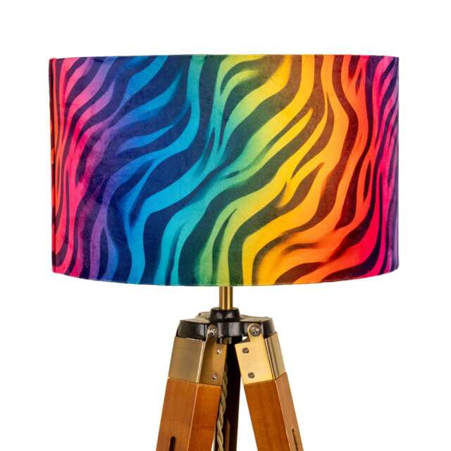 Neon Rainbow Zebra Animal Print Velvet Lampshade Drum Lamp Shade 25cm 30cm 35cm 40cm 45cm Ceiling , Table Luxury Living, Leopard - image 1