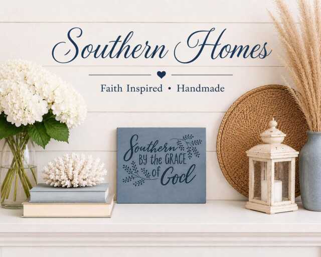 Southern By The Grace Of God Sign - Home Decor Christian Wood Faith Based Wall Farmhouse Housewarming Gift - image 1