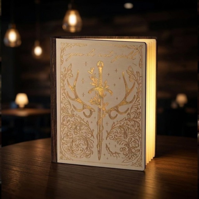 You Do Not Yield White Book Lamp, Aelin Galathynius Quote Led Light, Throne Of Glass Inspired Reading Sarah J Maas Merch Gift - image 1