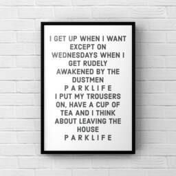 Parklife Lyrics Print Music Poster, Home Office Decor - thumbnail 1