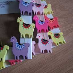 Colourful Wooden Llama/Alpaca Button Photo Frame 4 X 6 Inches
