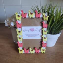 Colourful Wooden Llama/Alpaca Button Photo Frame 4 X 6 Inches - thumbnail 2