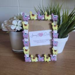 Colourful Wooden Llama/Alpaca Button Photo Frame 4 X 6 Inches - thumbnail 3