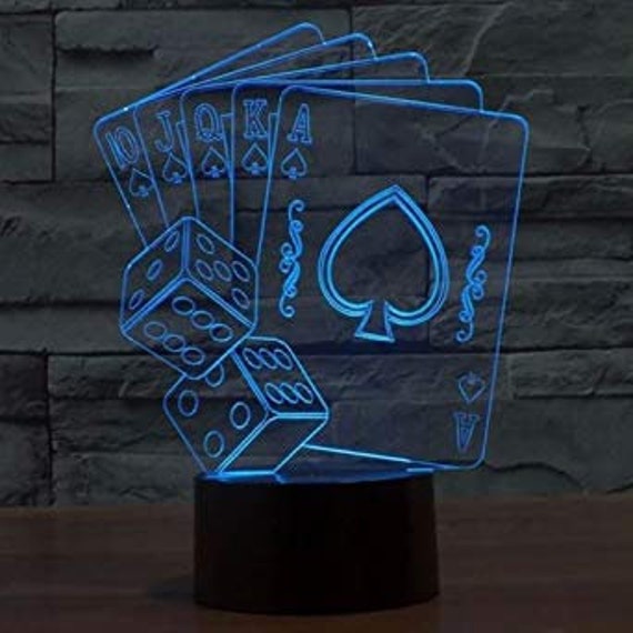 Casino Poker Dice Light 3D Illusion , Smart App Control Night Bluetooth, Music, 7&16M Color Mobile App, Can Be Personalised - image 1