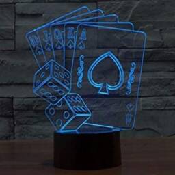 Casino Poker Dice Light 3D Illusion , Smart App Control Night Bluetooth, Music, 7&16M Color Mobile App, Can Be Personalised - thumbnail 1