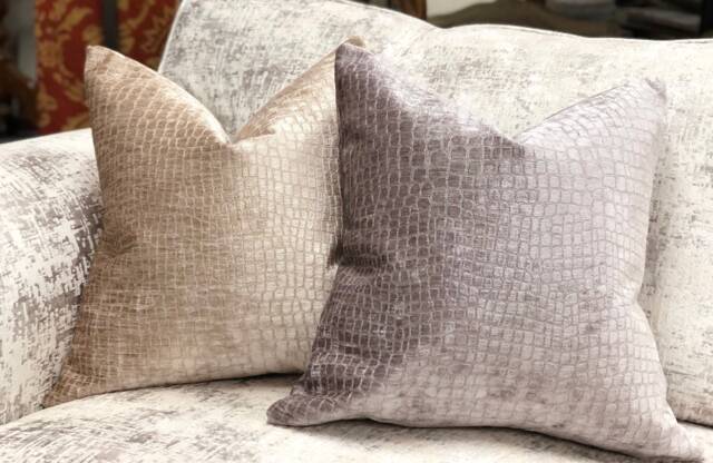 Luxury Croc Cushion Cover - Lilac Purple Velour Pillow Animal Print - image 1