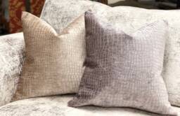 Luxury Croc Cushion Cover - Lilac Purple Velour Pillow Animal Print - thumbnail 1