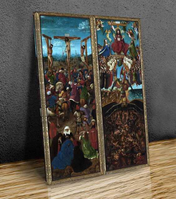 The Crucifixion, Last Judgment Jan Van Eyck , Wall Art Hangins, Home Decor, Mounted Canvas Print Ready To Hang - image 1