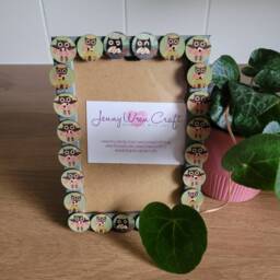 Cute Owl Wooden Button Photo Frame 4 X 6 Inches - thumbnail 2