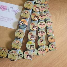 Cute Owl Wooden Button Photo Frame 4 X 6 Inches - thumbnail 1