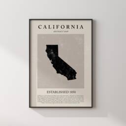 Abstract California Map Vintage Wall Art Print Us State - United States Of America Usa Travel Poster - thumbnail 2