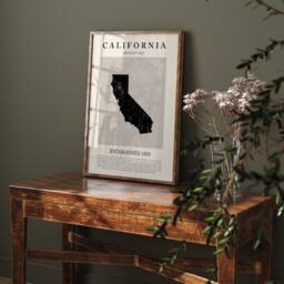 Abstract California Map Vintage Wall Art Print Us State - United States Of America Usa Travel Poster - thumbnail 1