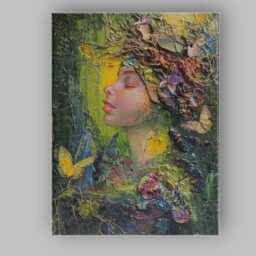 Botanical Nature Goddess Floral Butterfly Impasto Portrait Canvas Wall Art Print Decor Picture Ready To Hang - thumbnail 1