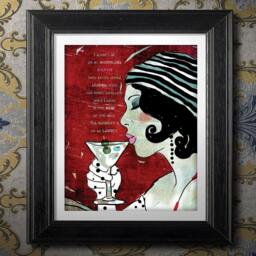 Martini Print, Art, Sipping Martini, Print With Fashion Red Lips, Makeup Lover Art For Modern Space - thumbnail 3
