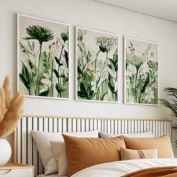 Green Botanical Floral Posters Set Of 3 - Abstract Nature Wall Art Prints - thumbnail 2