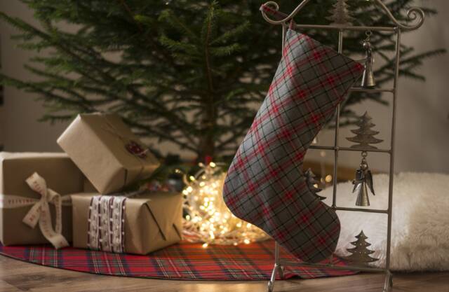 Grey Farmhouse Plaid Christmas Stockings - image 1